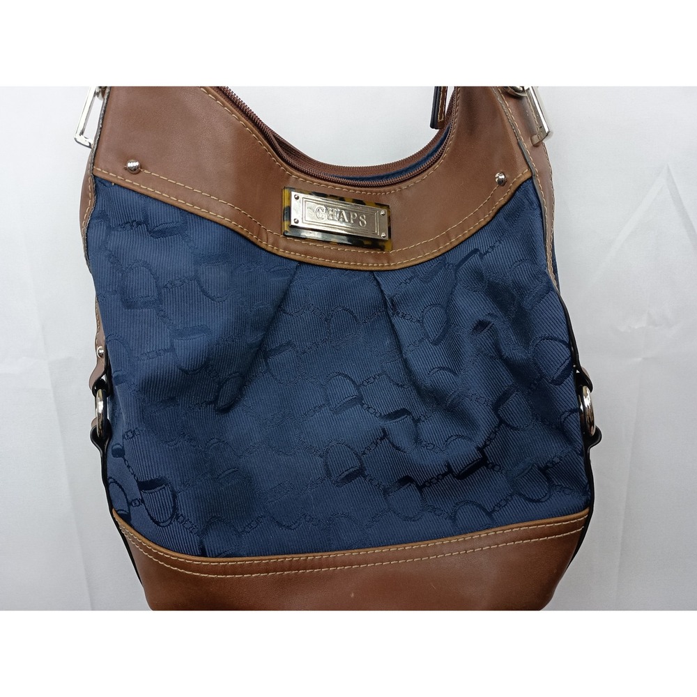 Chaps ralph lauren Shoulder Bag Blue Small Purse Shoulder Bag brown Faux Leather - Picture 2 of 9